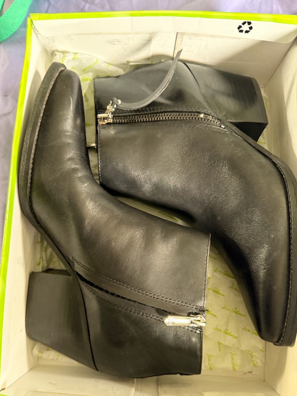 Sam Edelman Black Leather Ankle Booties with Side Zip